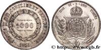 BRAZIL 1000 Reis Empereur Pierre II BRAZIL 1857 (30,5mm, 12,70g, 6h) -
