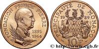 MONACO - PRINCIPALITY OF MONACO - RAINIER III 10 Francs 25e anniversaire de la mort du prince Pi MONACO - PRINCIPALITY OF MONACO - RAINIER III Paris 1989 (26mm, 9,99g, 6h) -