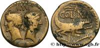 THE JULIO-CLAUDIANS (27 BC to 69 AD) Dupondius COL NEM (as) NEMAUSUS - NIMES - AUGUSTUS and AGRIPPA Gaule, Nîmes c. 16/15-10 AC. (25mm, 11,60g, 9h) -