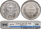 FRANCE Concours de 10 centimes, essai en étain par Moullé II REPUBLIC Paris 1848 (30mm, 8,37g, 6h) -