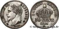 FRANCE 50 centimes Napoléon III, tête laurée SECOND EMPIRE Bordeaux 1865 (18mm, 2,50g, 6h) -