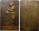 FRANCE Plaquette uniface, Jeune enfant aux roses par Ovid TROISIÈME RÉPUBLIQUE (1906) (106mm, 240,78g, 12h) -