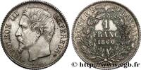 FRANCE 1 franc Napoléon III, tête nue, différent abeille SECOND EMPIRE Paris 1860 (23mm, 4,97g, 6h) -