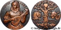 FRANCE Médaille, Louise Labé LITTÉRATURE : ÉCRIVAINS/ÉCRIVAINES - POÈTES Monnaie de Paris 1966 (76,5mm, 276,41g, 12h) -
