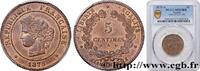 FRANCE 5 centimes Cérès III REPUBLIC Paris 1875 (25mm, 5g, 6h) -