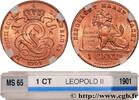 BELGIUM 1 Centime Léopold II légende en flamand 1901 BELGIUM Bruxelles 1... 82.43 £ Tax included +  15.62 £ shipping