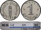 FRANCE 1 centime Épi V REPUBLIC Pessac 1975 (15mm, 1,65g, 6h) -