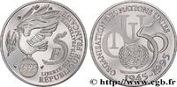 FRANCE Belle Épreuve 5 francs Cinquantenaire de l’ONU COMMEMORATIVE COINS MONNAIE DE PARIS Paris 1995 (29mm, 12,00g, 6h) -