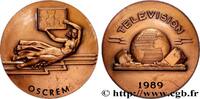 FRANCE Médaille, Télévision CINQUIÈME RÉPUBLIQUE Monnaie de Paris 1989 (67,50mm, 162,51g, 12h) -