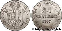 SWITZERLAND - REPUBLIC OF GENEVA 25 Centimes SWITZERLAND - REPUBLIC OF GENEVA 1847 (24,5mm, 3,86g, 6h) -