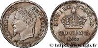 FRANCE 20 centimes Napoléon III, tête laurée, grand modul SECOND EMPIRE Bordeaux 1867 (16mm, 0,98g, 6h) -