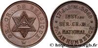 FRANCE PIERRE VAN HUMBEECK - BELGIQUE FRANC - MAÇONNERIE 1869 (30mm, 10,53g, 12h) -