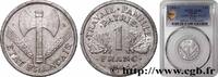 FRANCE 1 franc Francisque, légère, petit c FRENCH STATE Castelsarrasin 1944 (23mm, 1,3g, 6h) -