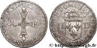FRANCE Quart d'écu, titulature côté croix LOUIS XIV THE SUN KING Saint-Lô 1643 (30,5mm, 9,70g, 6h) -