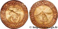 FRANCE Écu d'or au soleil, à la croix bâtonnée et fleuron LOUIS XIII Saint-Lô 1615 (25mm, 3,4025g, 1h) -