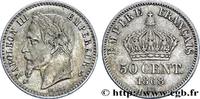 FRANCE 50 centimes Napoléon III, tête laurée SECOND EMPIRE Strasbourg 1868 (18mm, 2,50g, 6h) -