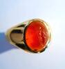 Roman Intaglio On Carnelian : Pantheistic Goddess set on a gold ring -