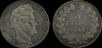 FRANCE - 5 Francs Louis-Philippe Ier - 1848 A - PARIS -