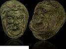 Roman bronze with dark green patina : theater mask. -