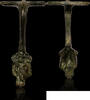 Italie Beautiful Roman bronze oinochoe handle decorated with a child Bacchus or Eros -