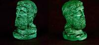 Antique Bust of a philosopher in malachite carved in the round -