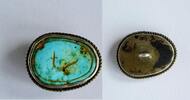 Persia: pendant with engraved and gilded Qajar Turquoise: Ziba = "Beautiful" -