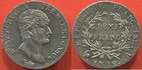 Französische Dezimalmünzen DEMI FRANC CONSULAT 1799-1804 BONAPARTE PREMIER CONSUL AN12 A ATELIER PARIS POIDS 2.5g ÉTAT SPLENDIDE A FLEUR DE COIN MONNAIE DE QUALITÉ -