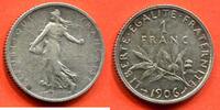 Französische Dezimalmünzen 1 FRANC TROISIEME REPUBLIQUE 1871-1940 SEMEUSE EN ARGENT 1906 POIDS 4.98g * / N° CATALOGUE : G467 -