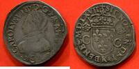 Französische Königliche Münzen TESTON CHARLES IX 1560-1574 1er TYPE (DU 17 AOUT 1561) A/ CAROLVS VIIII D G FRAN REX BUSTE A GAUCHE DU ROI, LAURE ET CUIRASSE R/ SIT -