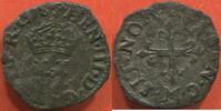 Französische Königliche Münzen 1589 LIARD HENRI III 1574- A LA CROIX FLEURDELISÉE, 2e ÉMISSION (20 NOVEMBRE 1577) ANNÉE 1578 ATELIER M TOULOUSE. POIDS 0.79g, RARETÉ R3, -