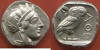 Antike Münzen GRÈCE ATTIQUE , ATHÈNES 480-450 AV J-C TÉTRADRACHME EN ARGENT A/ TÊTE D’ATHÉNA A DROITE COIFFÉE DU CASQUE ATTIQUE A CIMIER ORNE    SPL 