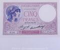 5 Francs Violet type 1917 5 Francs 31.8.1933 Violet 31.8.1933, C.57491/5... 21.54 £  +  6.07 £ shipping