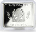 500 schillings Tanzania 500 shillings Year of the Rooster colored proof silver coin 2017