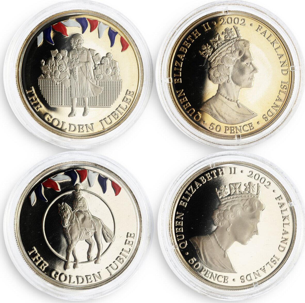 50 pence Falkland Islands set of 12 coins Golden Jubilee of the Queen  nickel coins 2002 Proof | MA-Shops