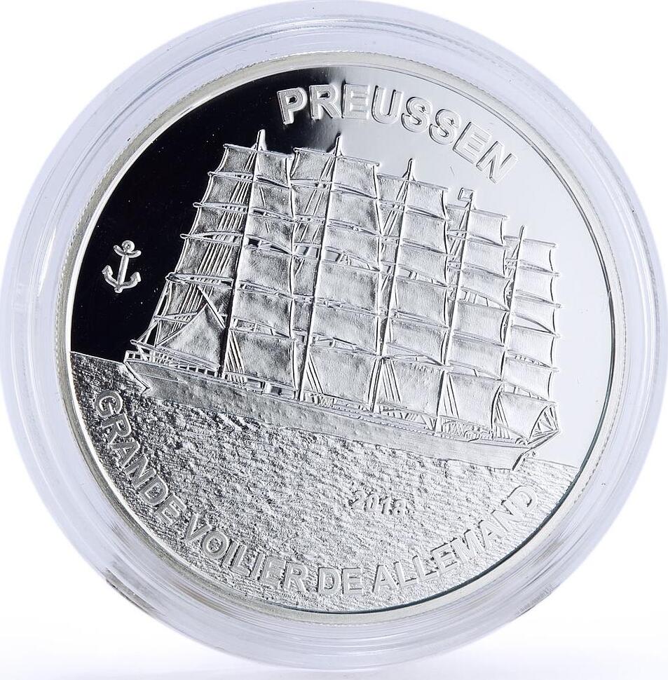 Guinea 1000 francs Seafaring Preussen Ship Clipper proof silver