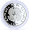 El Salvador 150 colones Salvador 150 colones Union for the Peace United Humanity Handshake Ag coin 1992 -