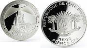 Cote d'Ivoire 1500 francs Ivory Coast 1500 francs Pharos Lighthouse of Alexandria proof silver coin 2010 -