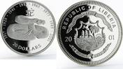 Liberia 20 dollars Liberia 20 dollars Year of the Snake silver proof coin 2001 -