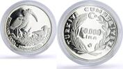 Turkey 50000 lira Turkey 50000 lira Conservation Wildlife Bald Ibis Bird Fauna silver coin 1994 -