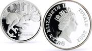 Tuvalu 5 dollars Tuvalu 5 dollars Prehistoric Fauna Dromaeosaurus Dinosaur proof silver coin 2002 -