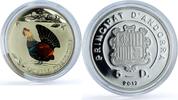 Andorra 5 diners Andorra 5 diners Capercaillie Hologram KM-333 Fauna Bird proof silver coin 2012 -