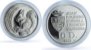 Andorra 10 diners Andorra 10 diners Red Squirrel KM-74 Wildlife Fauna proof silver coin 1992 -