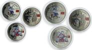 Exotic and Historic 1 dollar Trade 1 dollar set of 3 colorized coins Rabbit Macau returns China proof 1999 -