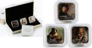 Tuvalu 1 dollar Tuvalu set of 3 coins Art Louvre Collection colored proof silver 2009 -