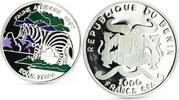 Benin 1000 francs Benin 1000 francs African Widlife Fauna Zebra colored silver coin 1997 -