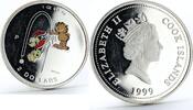 Cook Islands 2 dollars Cook Islands 2 dollars Cat Garfield and dog colored silver coin 1999 -