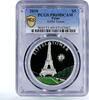 Palau 5 dollars Palau 5 dollars World of Wonders Eiffel Tower PR69 PCGS color silver coin 2010 -