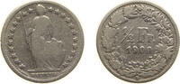 Switzerland ½ Franc Switzerland Federal State 1900 B ½ Franc (Helvetia standing; silver) Silver (.835) (16.5% copper) Bern Mint (400000) 2.5g VF HMZ -