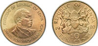 Kenya 10 Cents Kenya 1980 10 Cents Nickel brass 9.4g UNC KM 18 Schön 18 -