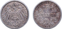 Germany 1 Mark Germany Second Empire 1905 A 1 Mark - Wilhelm II (type 2 - small shield) Silver (.900) Berlin Mint (10303492) 5.47g XF KM 14 -
